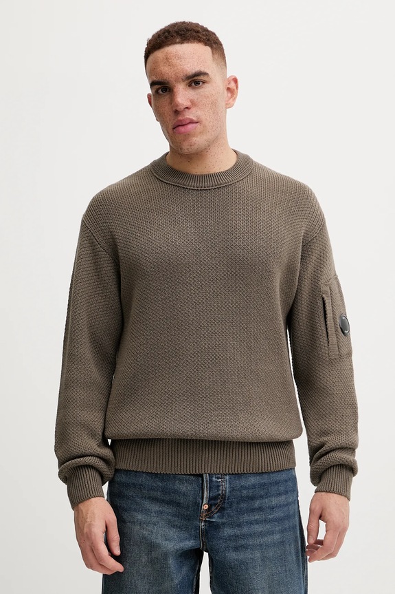 C.P. Company maglione in lana Knitwear Crew Neck In Re-Wool medio spessore marrone 17CMKN228A006595A