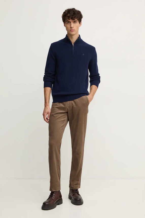Vlněný svetr Hackett London HM703239 námořnická modř AW24