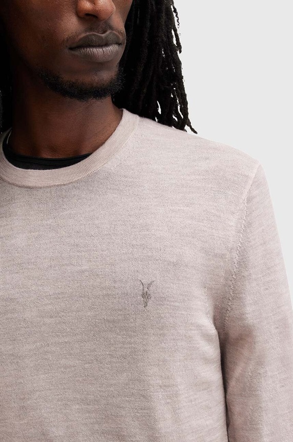 AllSaints sweter wełniany MODE M002KZ beżowy AW25