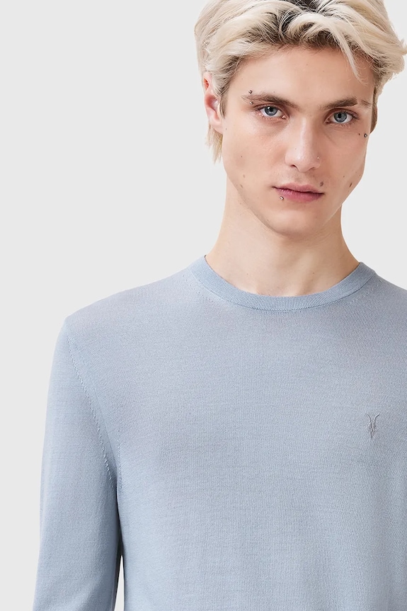 AllSaints sweter wełniany MODE M002KZ niebieski AW25
