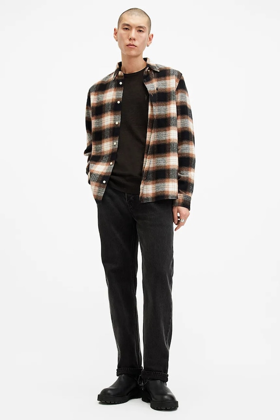 AllSaints gyapjú pulóver MODE M002KZ barna