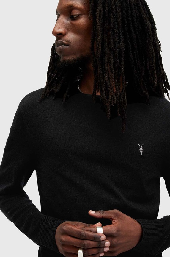 AllSaints sweter wełniany MODE M002KZ czarny AW25