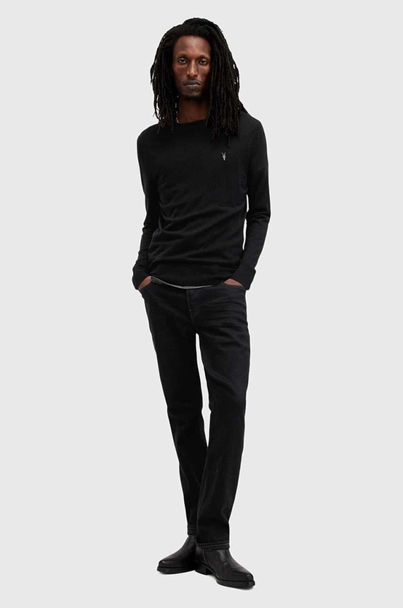 AllSaints sweter wełniany MODE czarny M002KZ