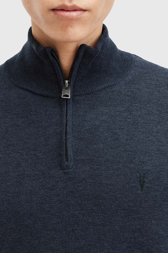 Odzież AllSaints sweter z wełną KILBURN ZIP FUNNEL M082KB granatowy