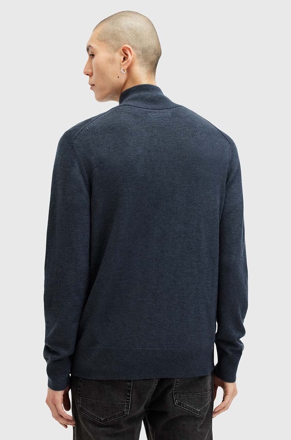 AllSaints sweter z wełną KILBURN ZIP FUNNEL granatowy M082KB