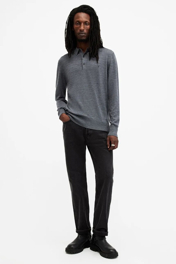 Odzież AllSaints sweter wełniany MODE MERINO M085KB granatowy