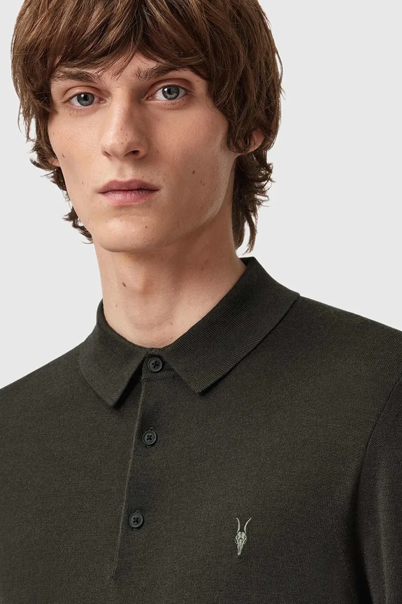 AllSaints gyapjú pulóver MODE MERINO zöld M085KB