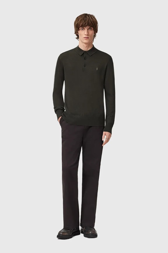 AllSaints gyapjú pulóver MODE MERINO M085KB zöld