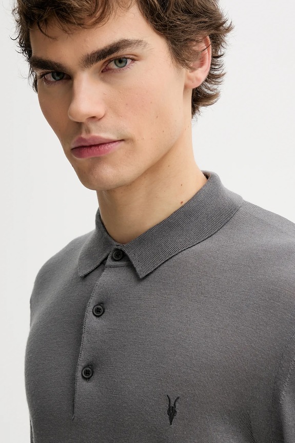 Μάλλινο πουλόβερ AllSaints MODE MERINO γκρί M085KB