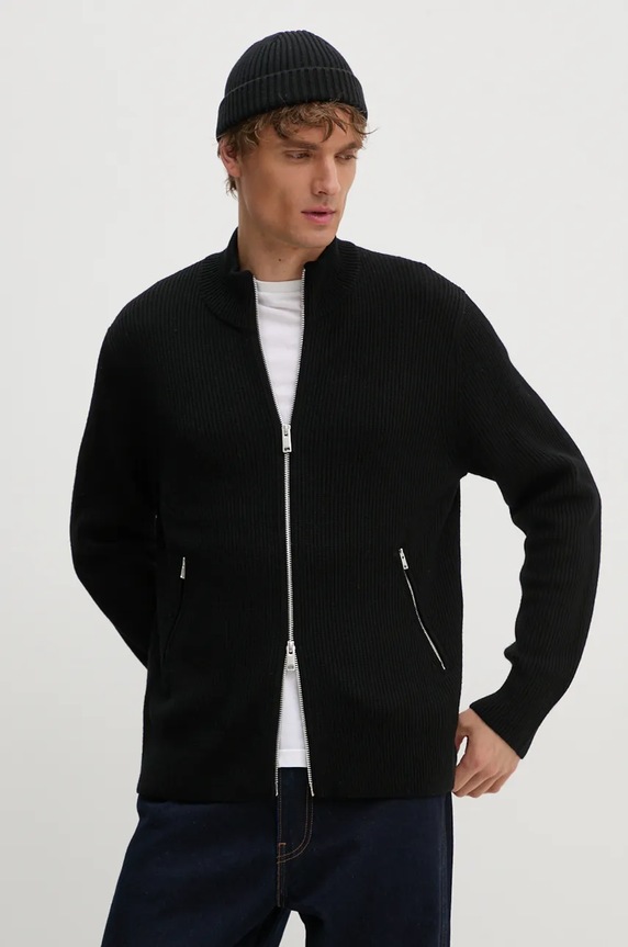 Theory kardigan wełniany wełna czarny O0981702