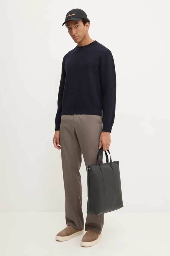 Nanushka gyapjú pulóver STONO NM24PFSW00357 sötétkék AW24