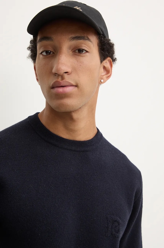 Nanushka gyapjú pulóver STONO NM24PFSW00357 sötétkék