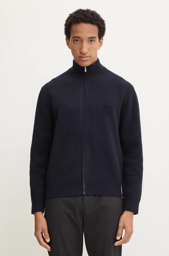 Nanushka cardigan din lana POVAL uni bleumarin NM24PFSW00457