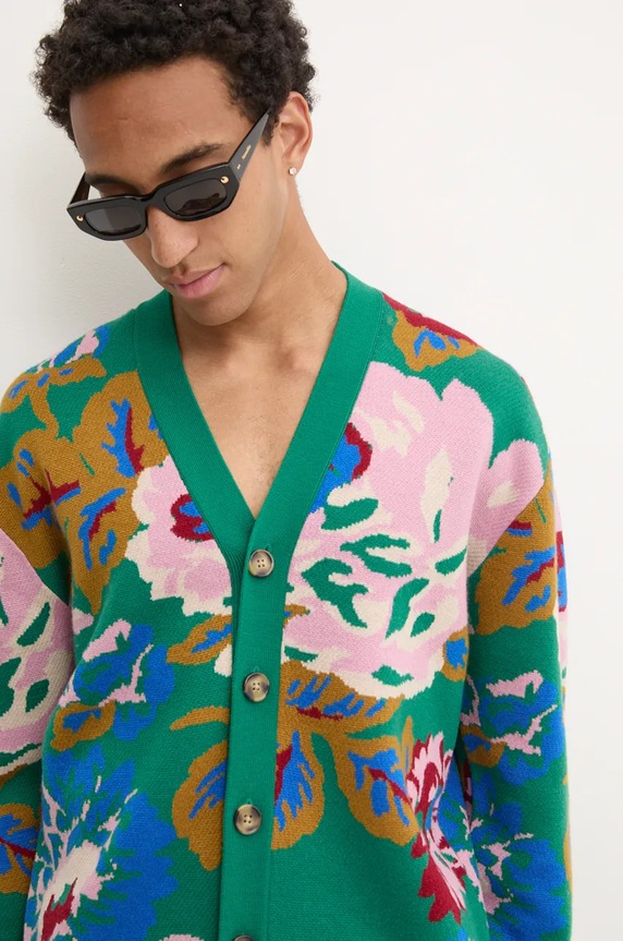 Drôle de Monsieur woolen cardigan Le Cardigan Peony E.CA124.WO007.GN green