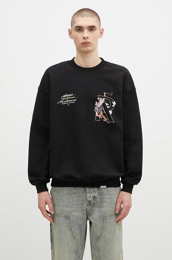 Represent felpa in cotone Hermes Sweater sovrastampa nero MLM4597.001