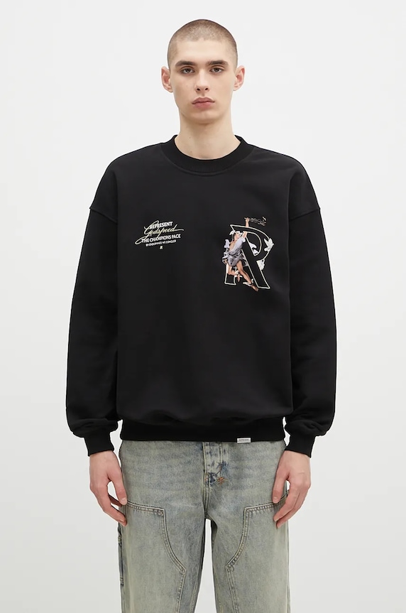 Represent felpa in cotone Hermes Sweater sovrastampa nero MLM4597.001