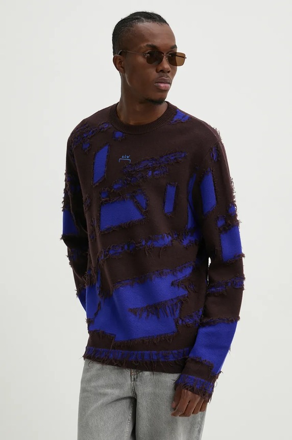 Vlnený sveter A-COLD-WALL* Frontage Knit Crewneck vlna fialová ACWMK169