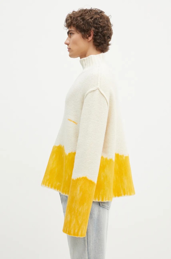 Вълнен пуловер A-COLD-WALL* Saturate Knit High Neck ACWMK171 бежов AW24