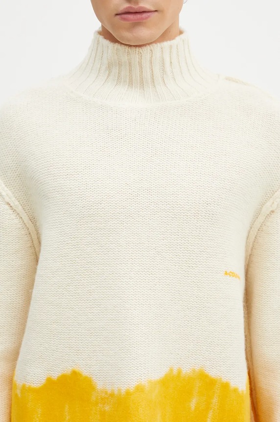 Вълнен пуловер A-COLD-WALL* Saturate Knit High Neck бежов ACWMK171