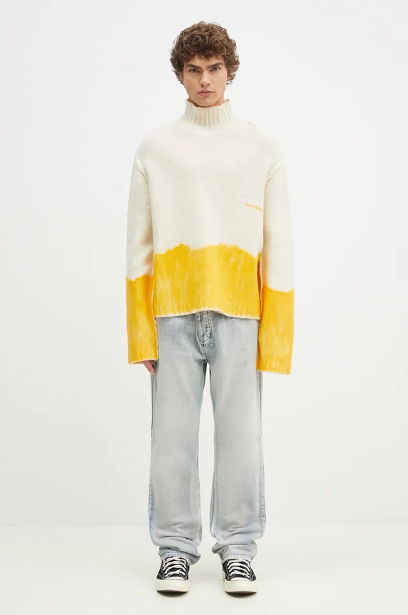 Вълнен пуловер A-COLD-WALL* Saturate Knit High Neck ACWMK171 бежов