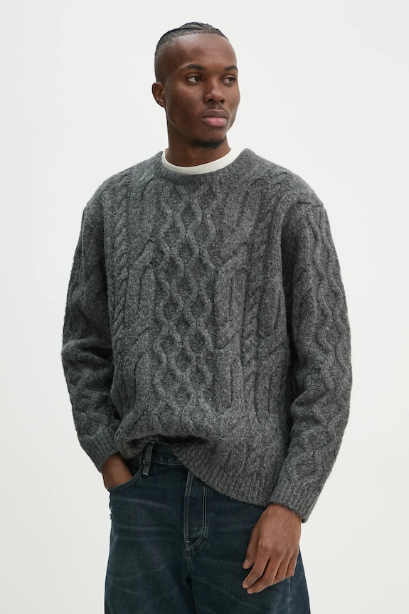 Svetr z vlněné směsi Levi's kulatý šedá A0708