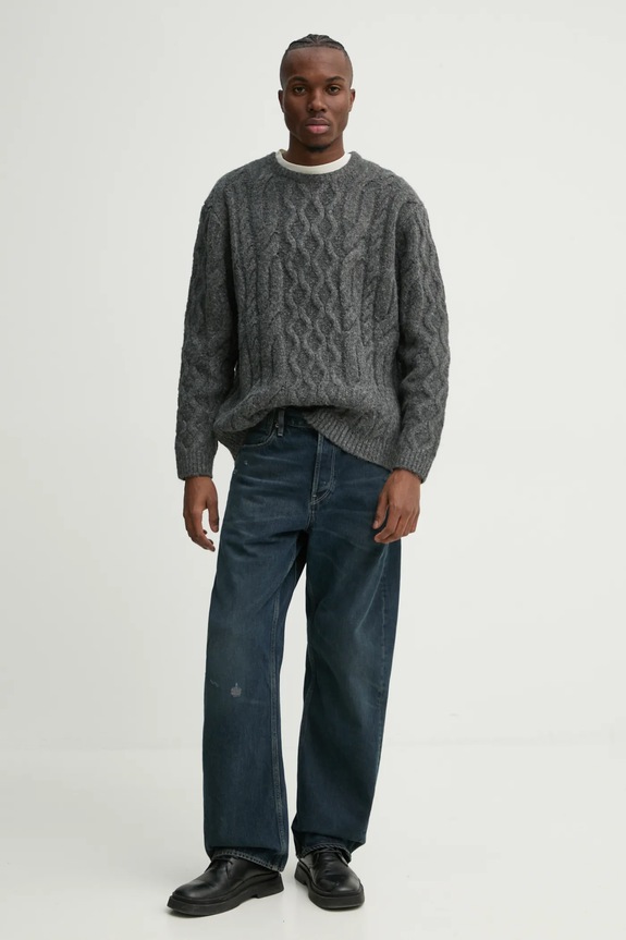 Svetr z vlněné směsi Levi's A0708 šedá AW24