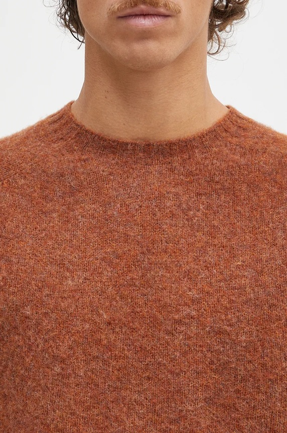 Vlnený sveter Norse Projects Birnir Brushed Lambswool hnedá N45.0520.4001