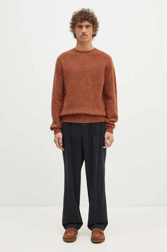 Vlnený sveter Norse Projects Birnir Brushed Lambswool N45.0520.4001 hnedá