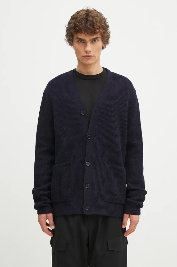 Norse Projects woolen cardigan Loki Wool Cotton Rib medium thickness navy N45.0618.7004