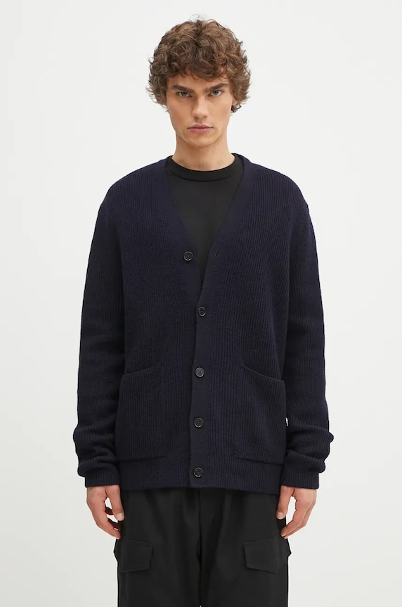 Norse Projects woolen cardigan Loki Wool Cotton Rib medium thickness navy N45.0618.7004