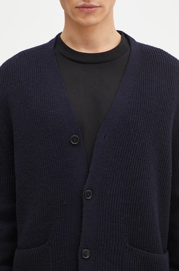 Norse Projects woolen cardigan Loki Wool Cotton Rib navy N45.0618.7004