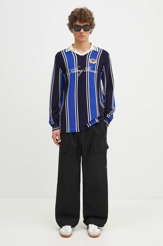 Svetr Filling Pieces Knit Football Jersey 91099041925 námořnická modř