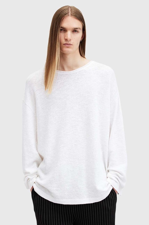 Βαμβακερό πουλόβερ AllSaints SEARS LS CREW βαμβάκι λευκό M003JB