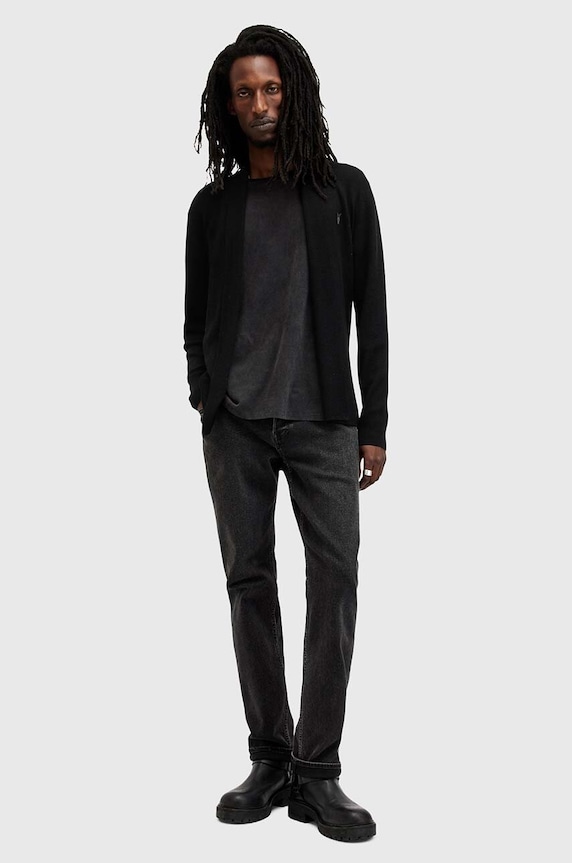 AllSaints cardigan din lana MODE MERINO OPEN CAR M083KB negru