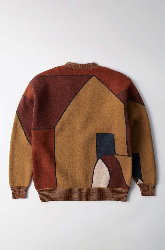 by Parra kardigan wełniany Your Stupid Shed Knitted Cardigan 52325 brązowy AW24