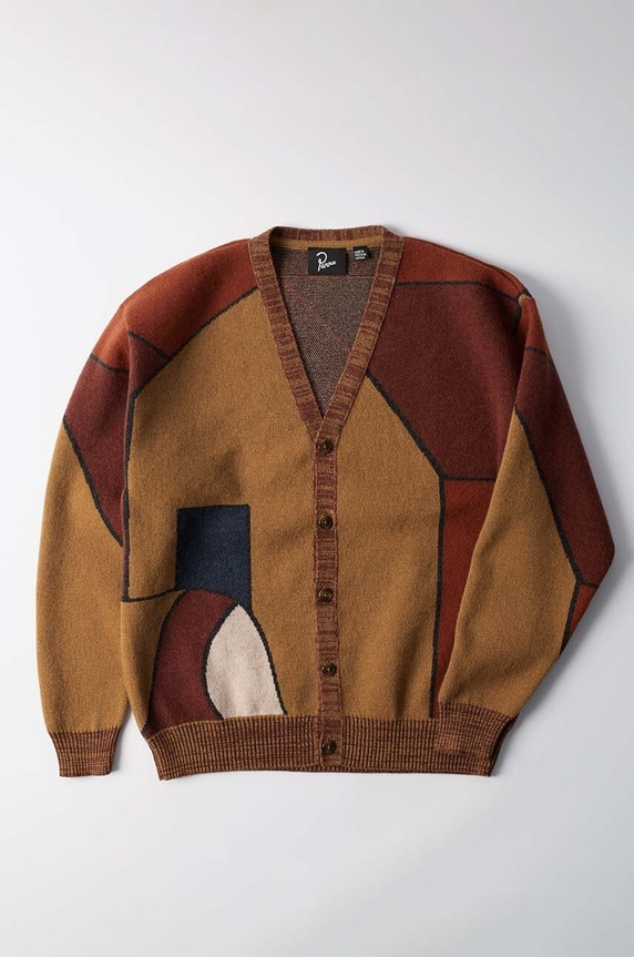Odzież by Parra kardigan wełniany Your Stupid Shed Knitted Cardigan 52325 brązowy