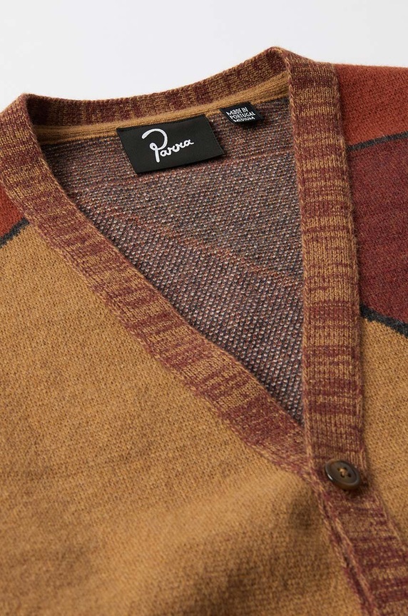 by Parra kardigan wełniany Your Stupid Shed Knitted Cardigan brązowy 52325