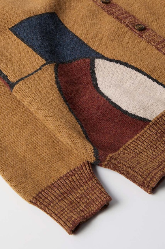 by Parra kardigan wełniany Your Stupid Shed Knitted Cardigan 52325 brązowy