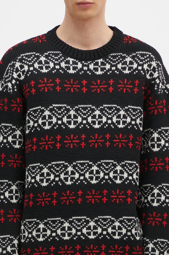 Vlněný svetr Needles Crew Neck Sweater černá PU317