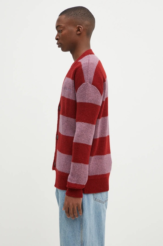 Kardigán No Problemo Striped Mohair Oversized Cardigan NP20025.02 burgundské AW24