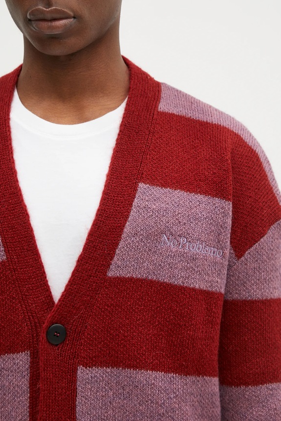Kardigán No Problemo Striped Mohair Oversized Cardigan burgundské NP20025.02