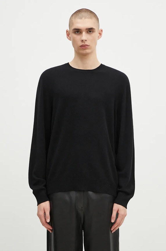 Вълнен пуловер 032C Logo Cashmere Blend Sweater изчистен черен F24.URK.1571.000
