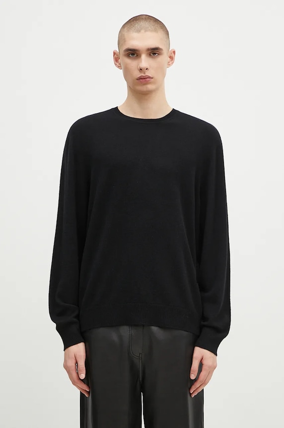 Вълнен пуловер 032C Logo Cashmere Blend Sweater изчистен черен F24.URK.1571.000