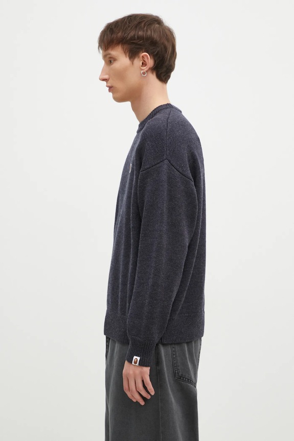 Шерстяной свитер A Bathing Ape One Point 1K80120305 серый AW24