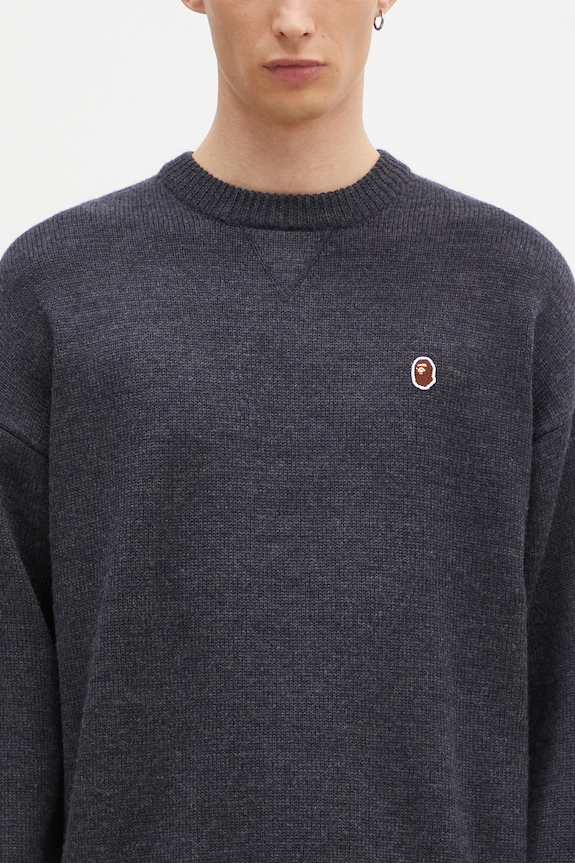 Шерстяной свитер A Bathing Ape One Point серый 1K80120305