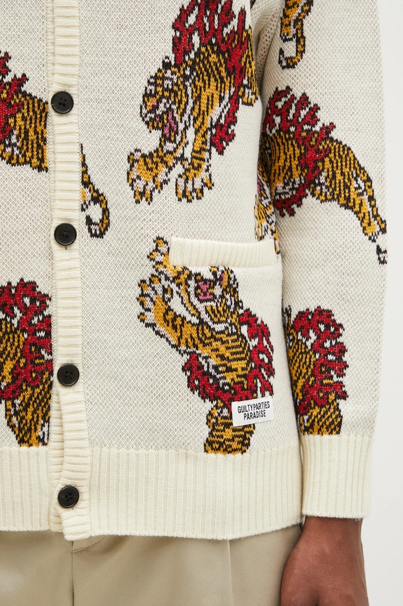 Вовняний кардиган Wacko Maria Tim Lehi бежевий 24FW.WMK.KN22