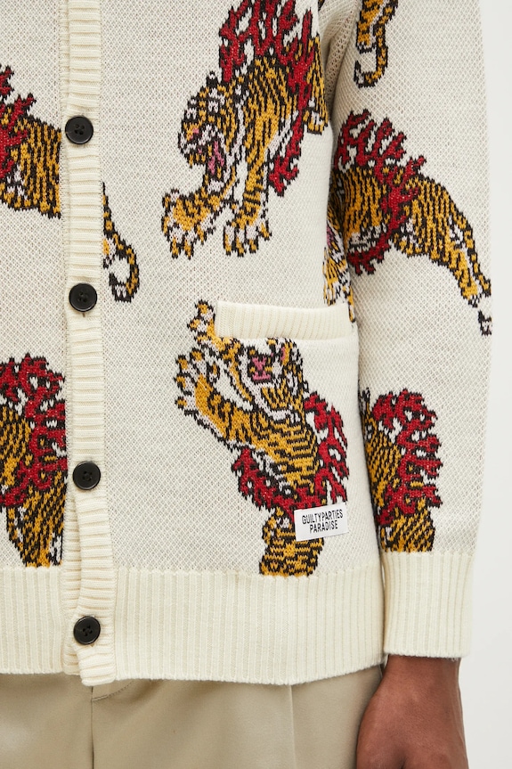 Вовняний кардиган Wacko Maria Tim Lehi бежевий 24FW.WMK.KN22