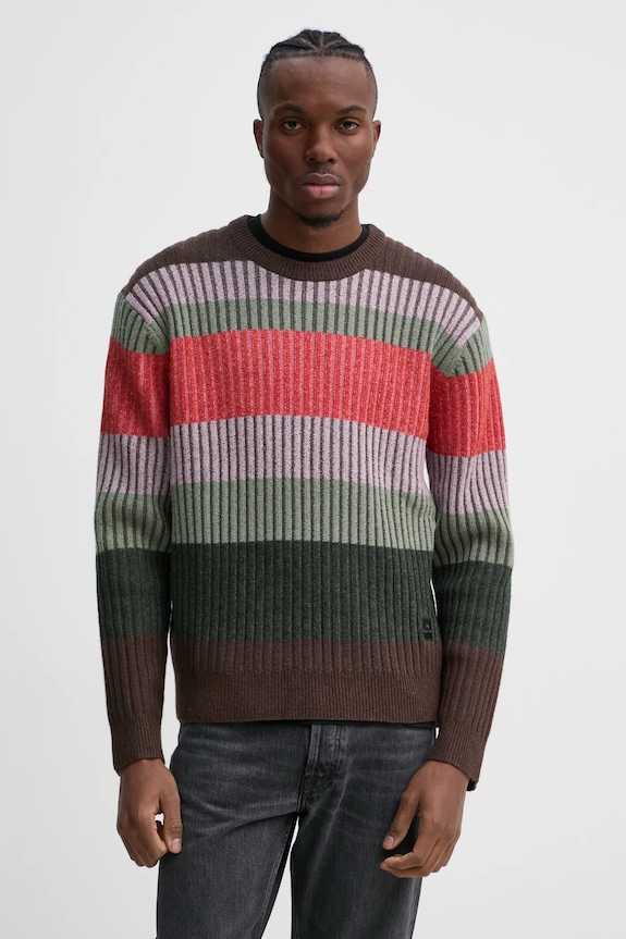PS Paul Smith sweter wełniany okrągły brązowy M2R.314Z.P22301