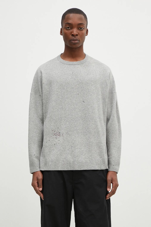 Vuneni pulover Undercover Knit natpis siva UC2D4905