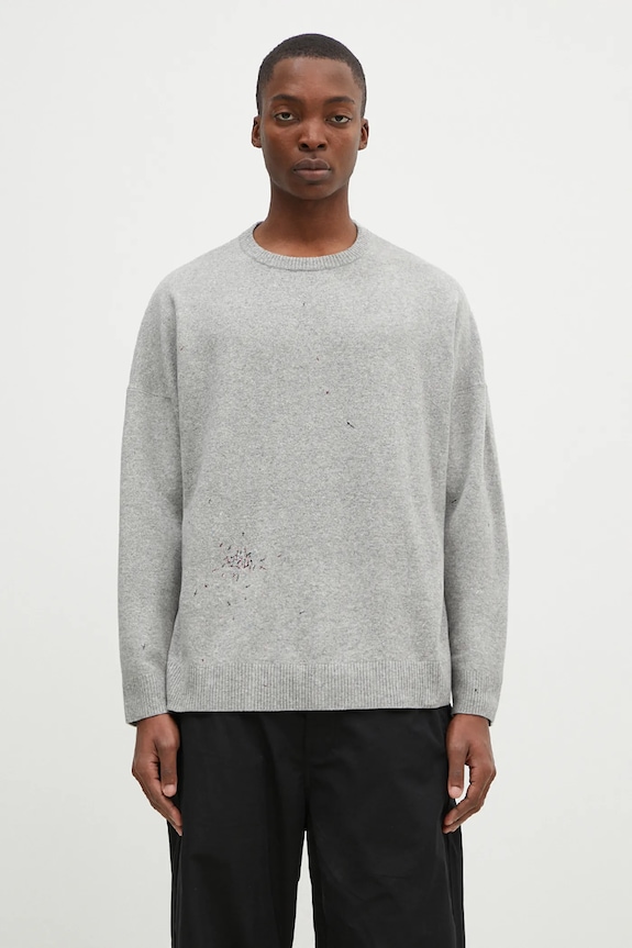 Vuneni pulover Undercover Knit natpis siva UC2D4905